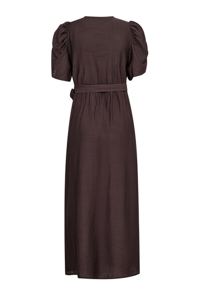 HeraCC SS Wrap Dress 145-Dark Brown - 46094 Thumbnail