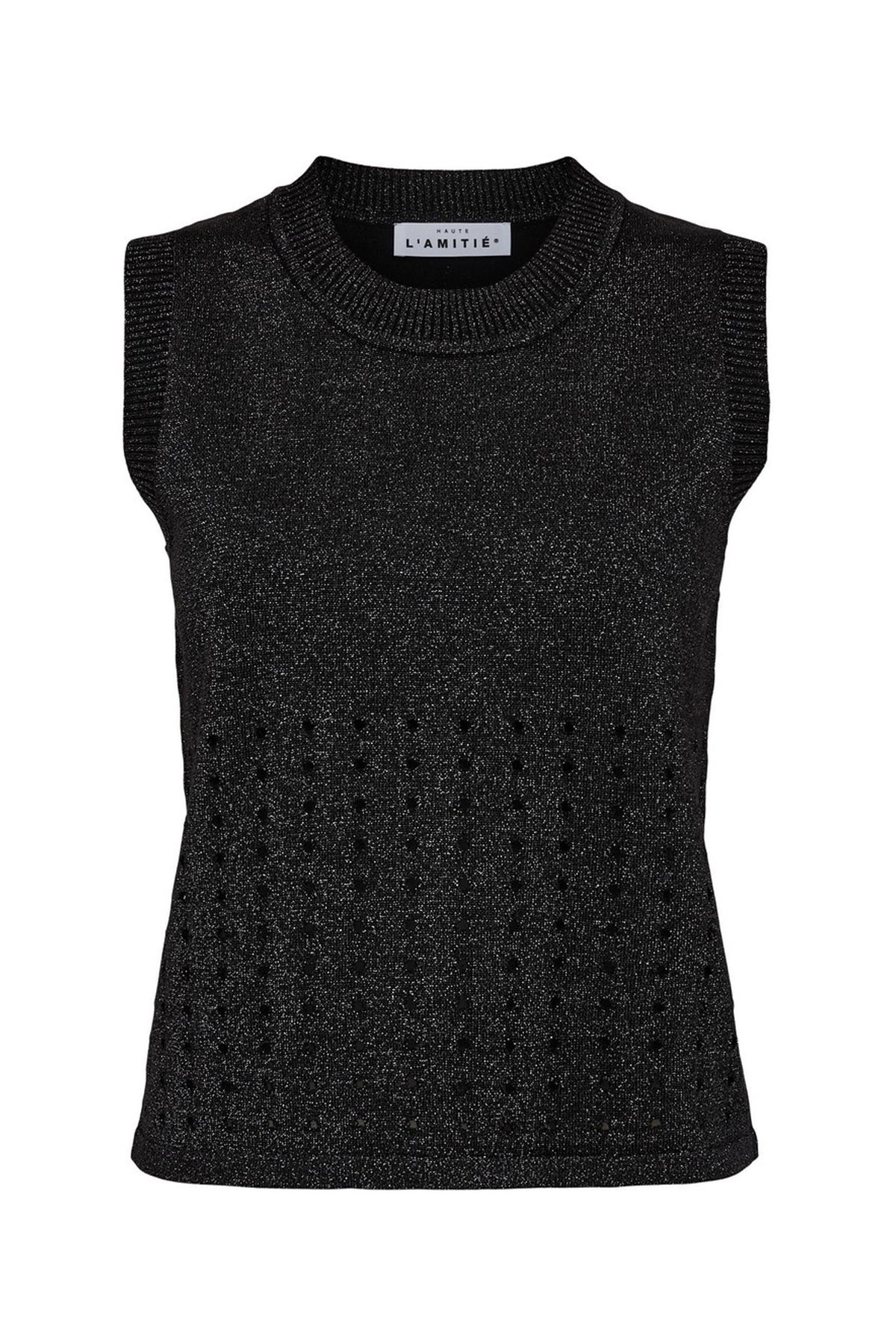 Hole Lurex Knit Top Black - HL10397