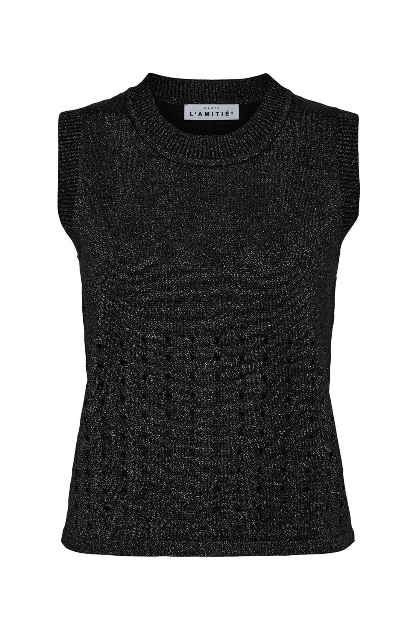 Hole Lurex Knit Top Black - HL10397