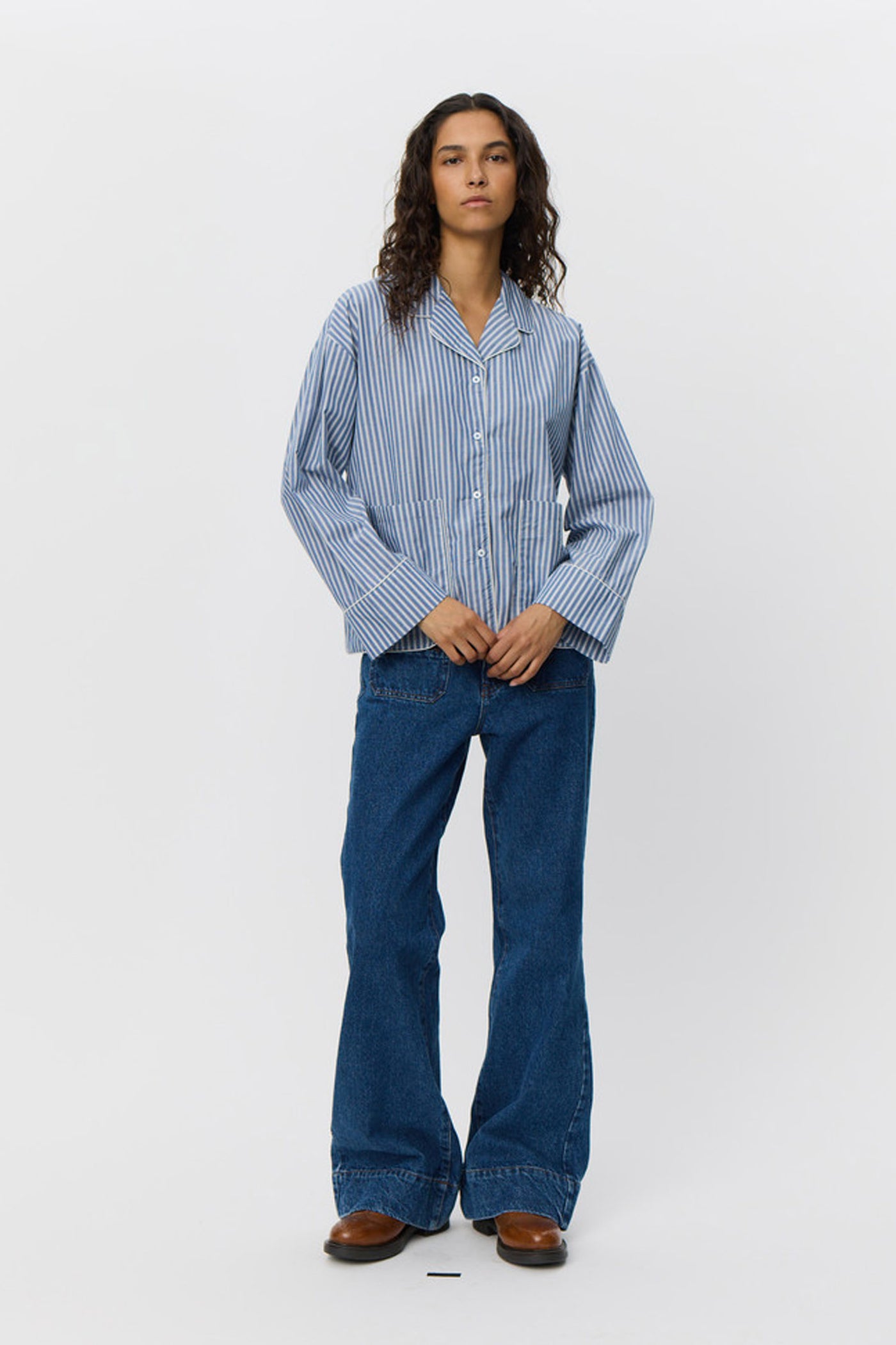 IMANASW SHIRT 5092 Blue striped - SNOS586