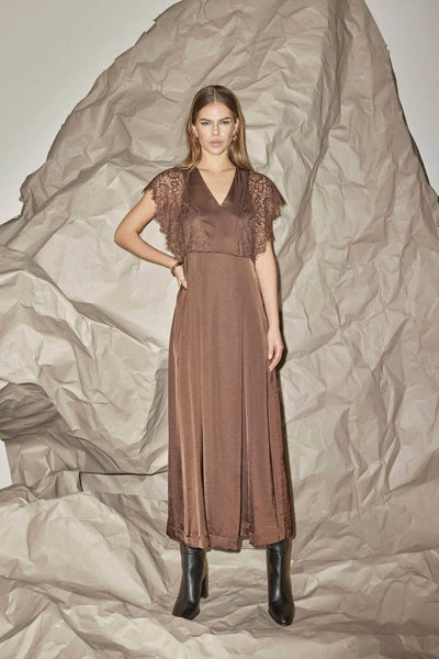 IdunCC Lace Dress 145-Dark Brown - 46125 Thumbnail