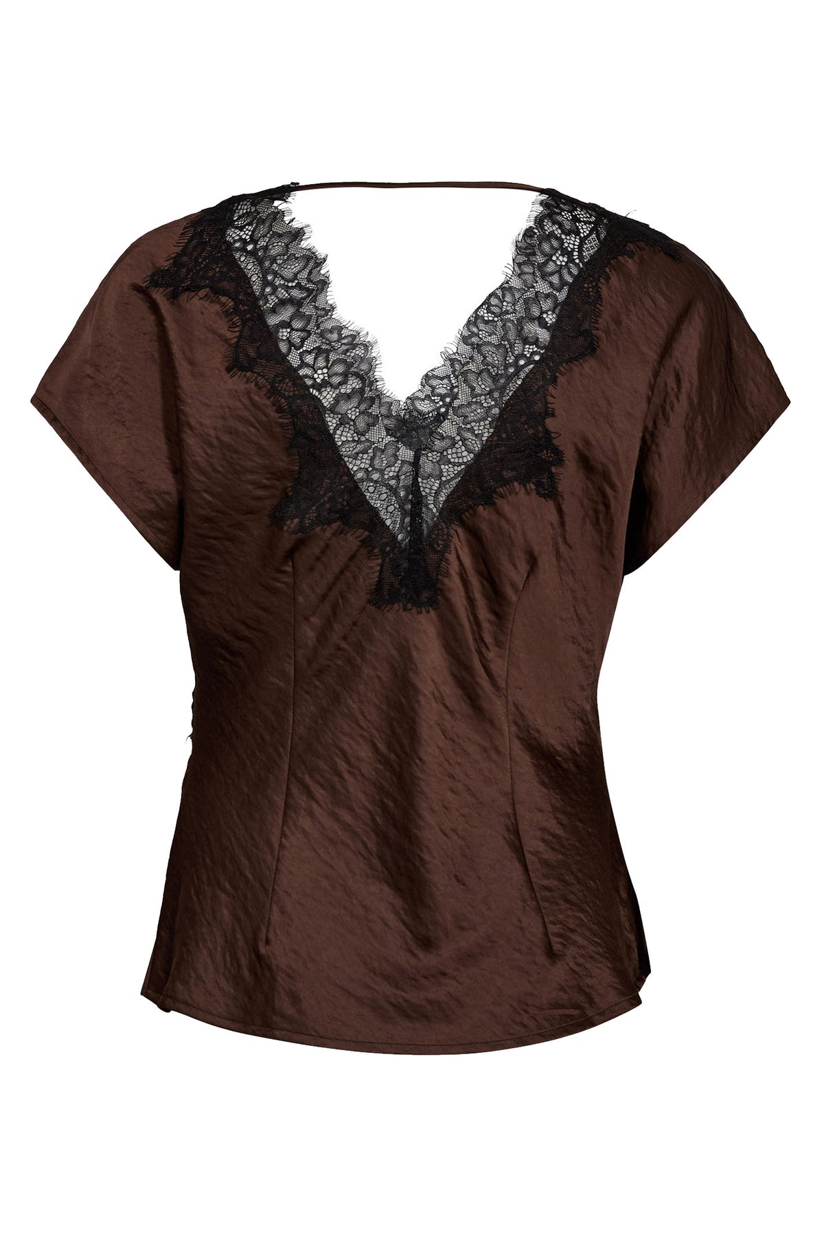 IdunCC Lace SS Blouse 145-Dark Brown - 45167