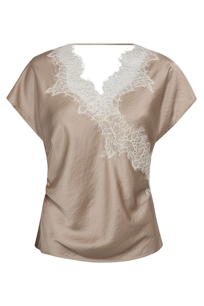 IdunCC Lace SS Blouse 320-Bisquit - 45167 Thumbnail