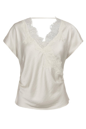 IdunCC Lace SS Blouse 11-Off white - 45167