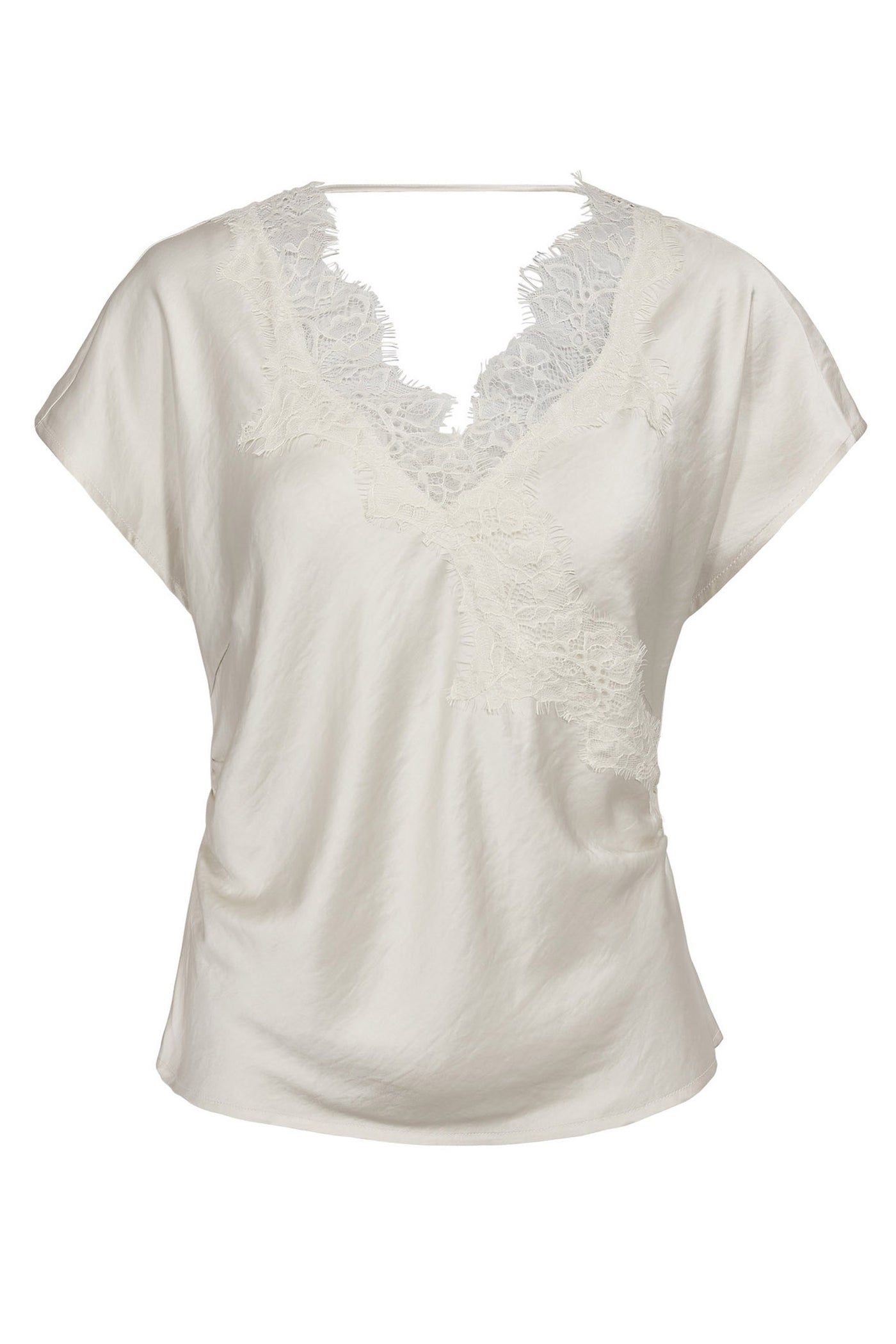 IdunCC Lace SS Blouse 11-Off white - 45167