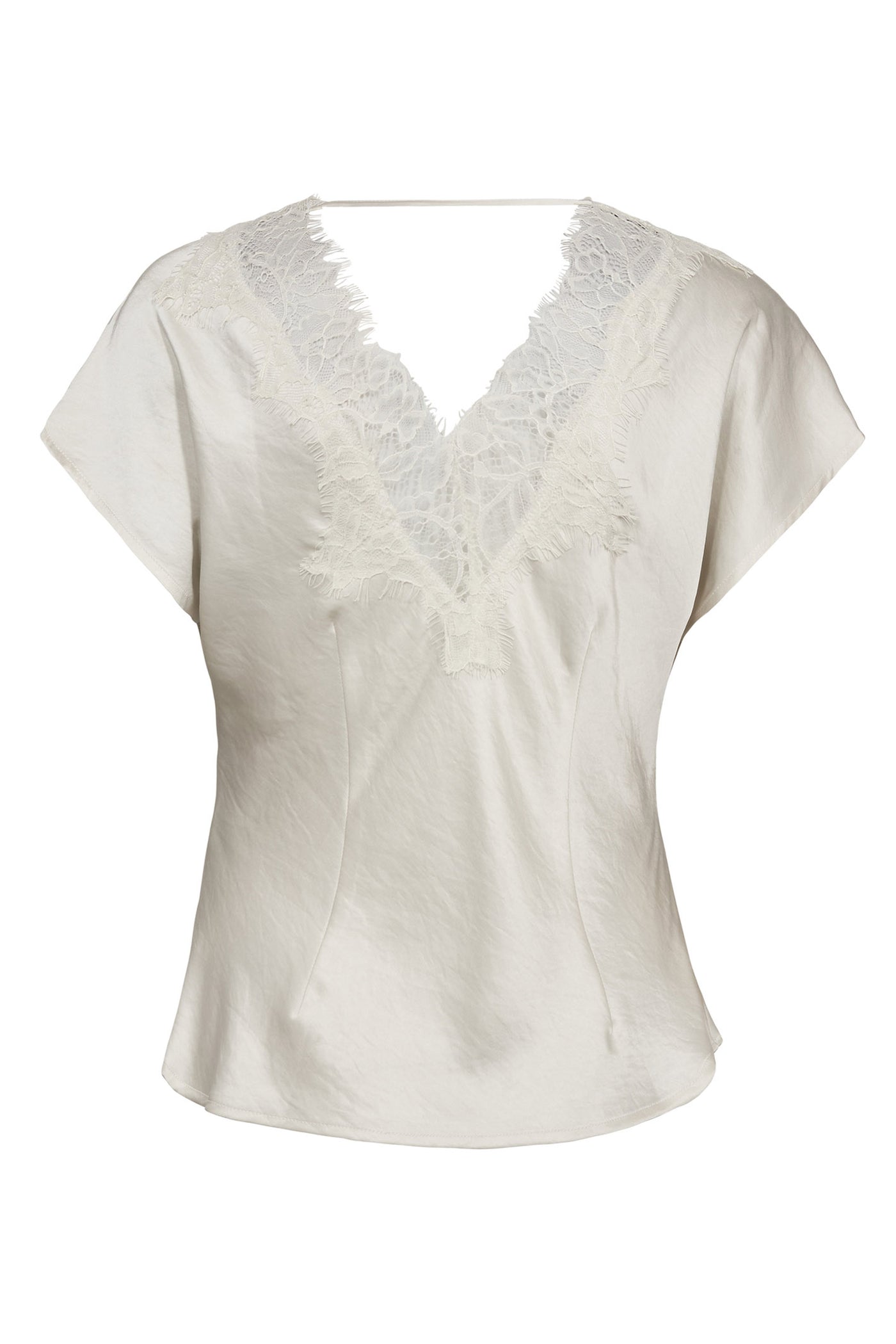 IdunCC Lace SS Blouse 11-Off white - 45167