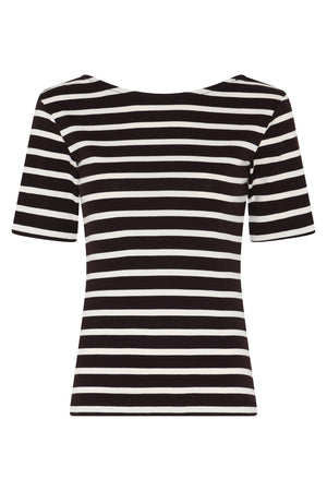 IguanuraBBBoat neck blouse BROWN STRIPE - BBW5042