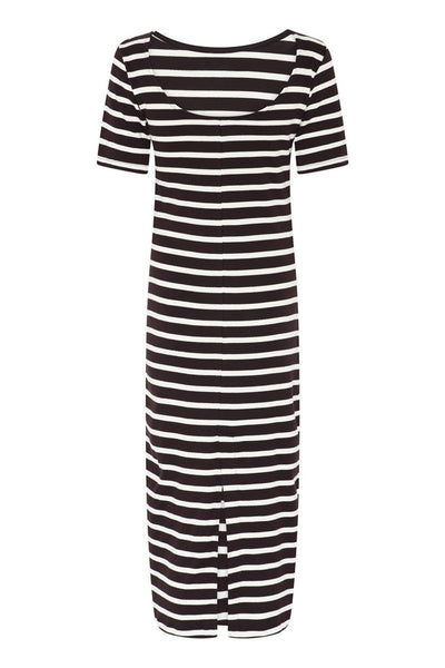 IguanuraBBBoat neck dress BROWN STRIPE - BBW5043 Thumbnail