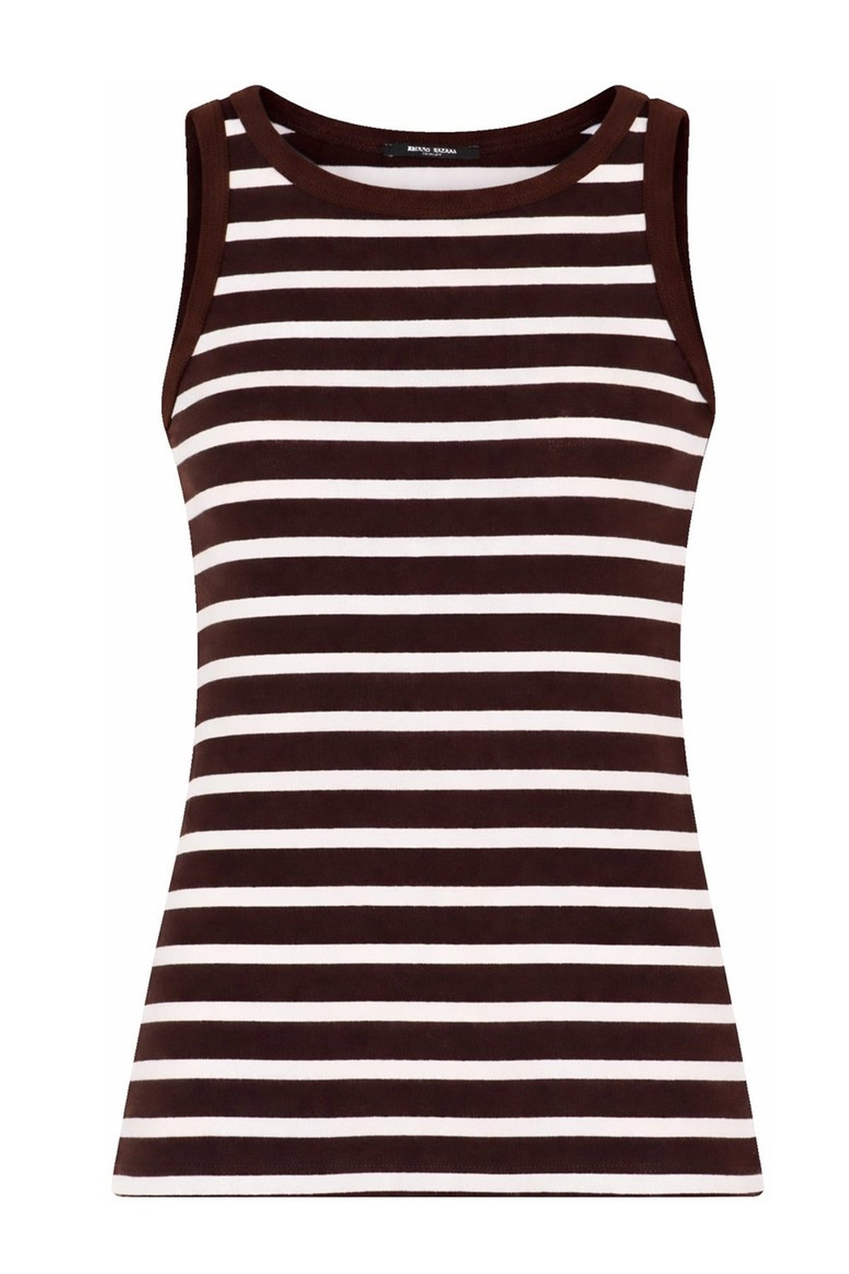 IguanuraBBBoat neck tank top BROWN STRIPE - BBW5044