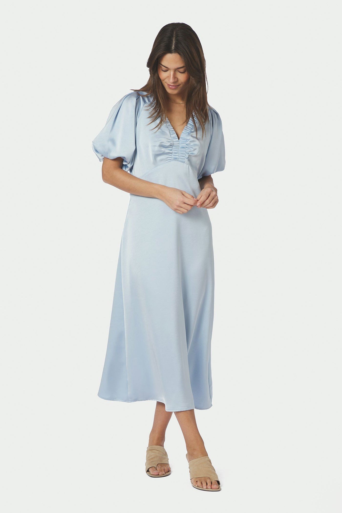 Illana Heavy Sateen Dress Light Blue - 162521