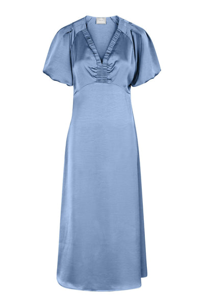 Illana Heavy Sateen Dress Smoke Blue - 162521 Thumbnail