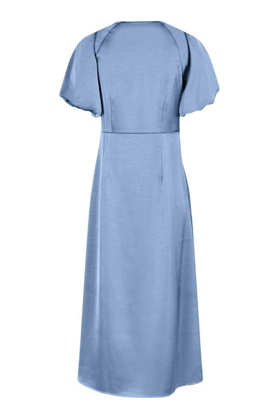Illana Heavy Sateen Dress Smoke Blue - 162521 Thumbnail