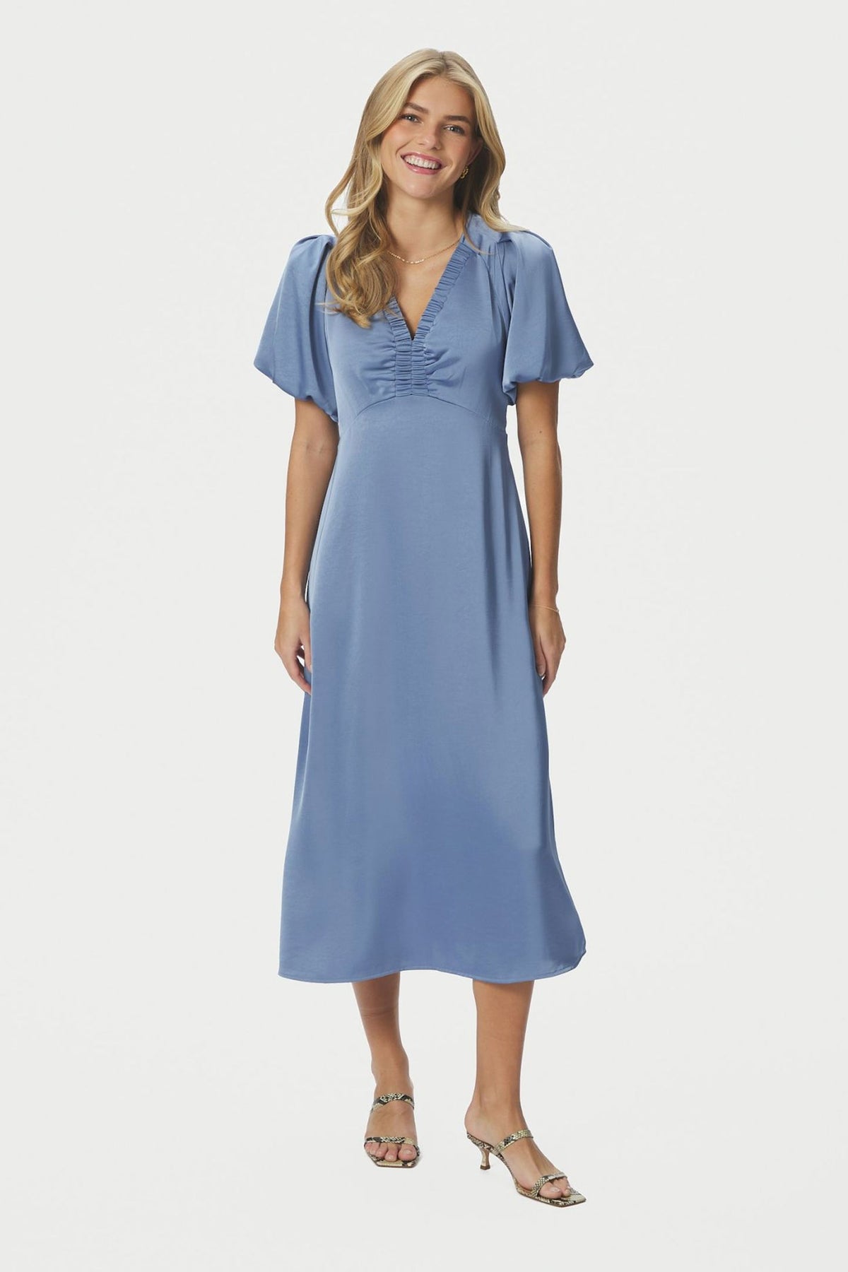Illana Heavy Sateen Dress Smoke Blue - 162521