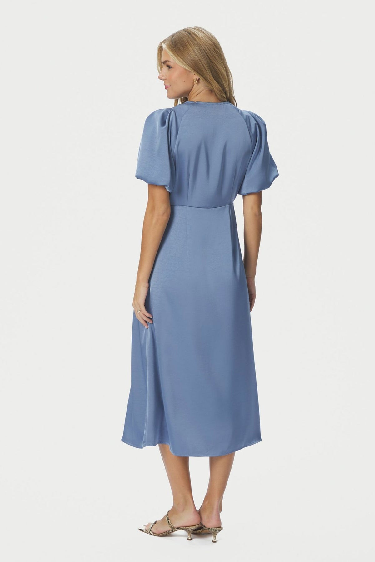 Illana Heavy Sateen Dress Smoke Blue - 162521