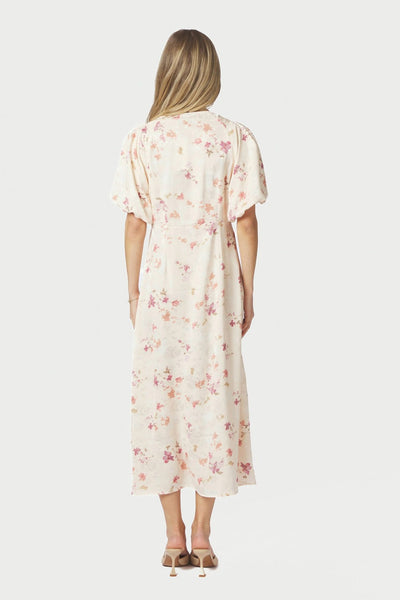 Illana Sateen Print Dress Creme - 168215 Thumbnail
