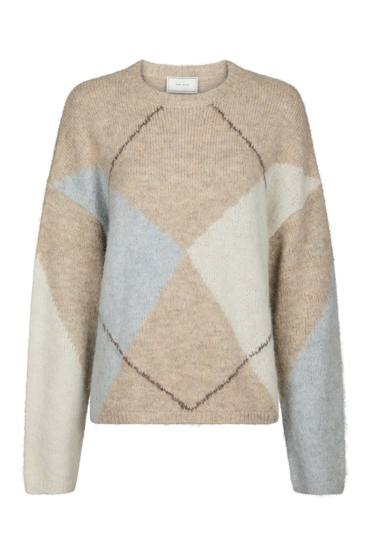 Inga Check Fluff Knit Blouse BEIGE MELANGE - 165205