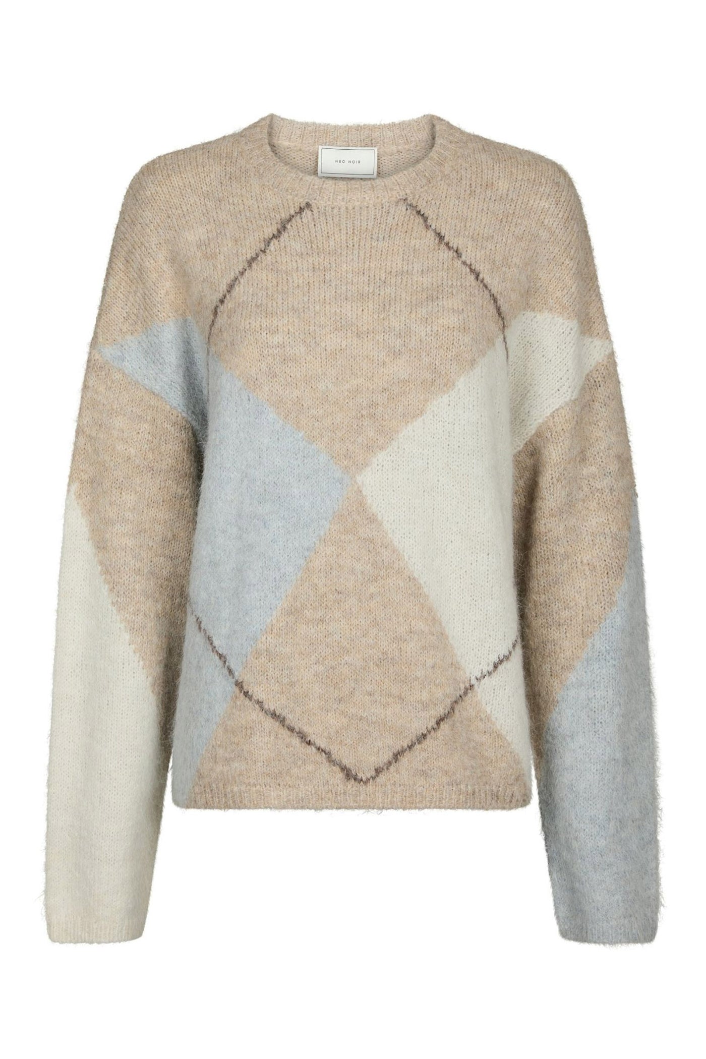 Inga Check Fluff Knit Blouse BEIGE MELANGE - 165205