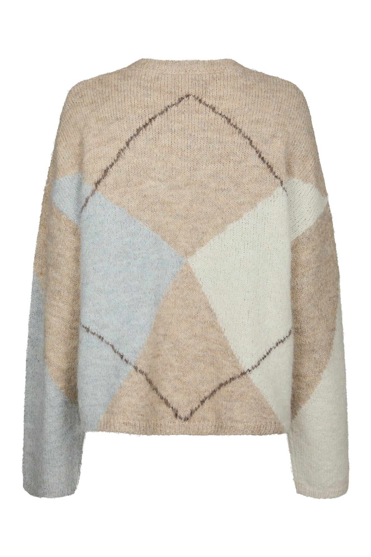 Inga Check Fluff Knit Blouse BEIGE MELANGE - 165205