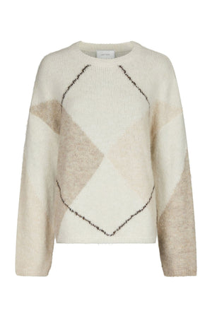 Inga Check Fluff Knit Blouse Creme - 165205