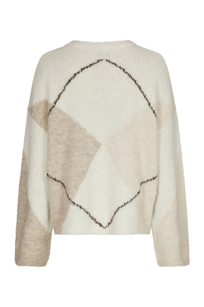 Inga Check Fluff Knit Blouse Creme - 165205 Thumbnail