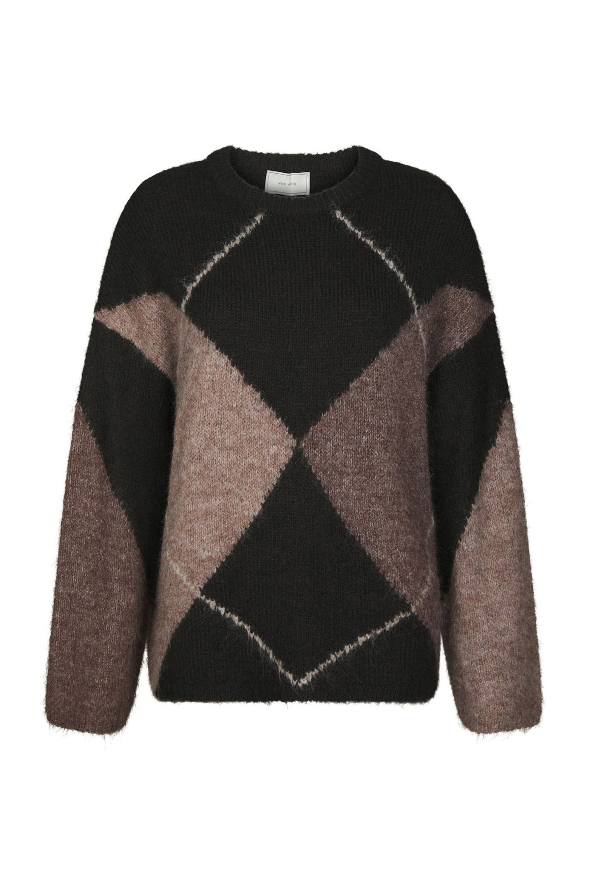 Inga Check Fluff Knit Blouse Dark brown - 165205