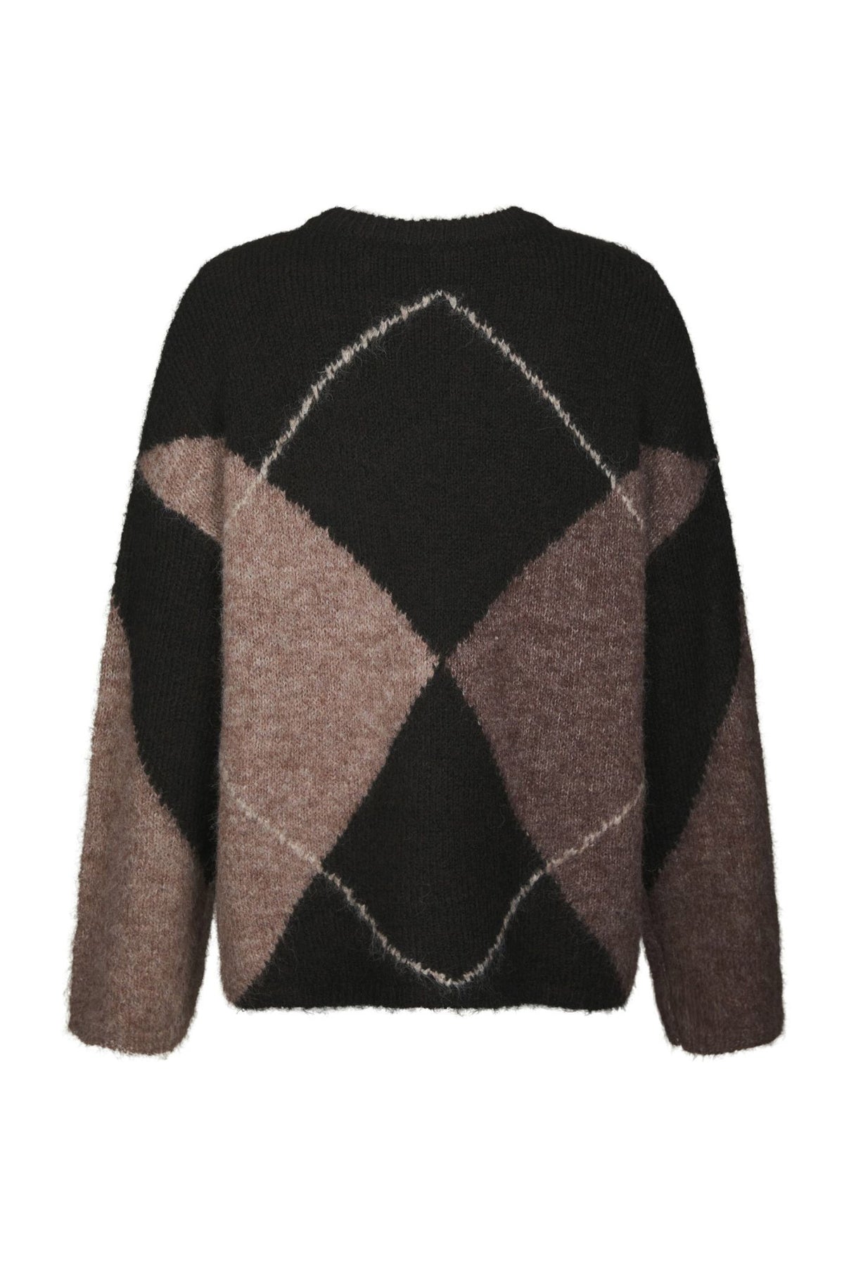 Inga Check Fluff Knit Blouse Dark brown - 165205