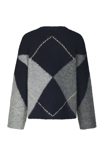 Inga Check Fluff Knit Blouse Navy - 165205 Thumbnail