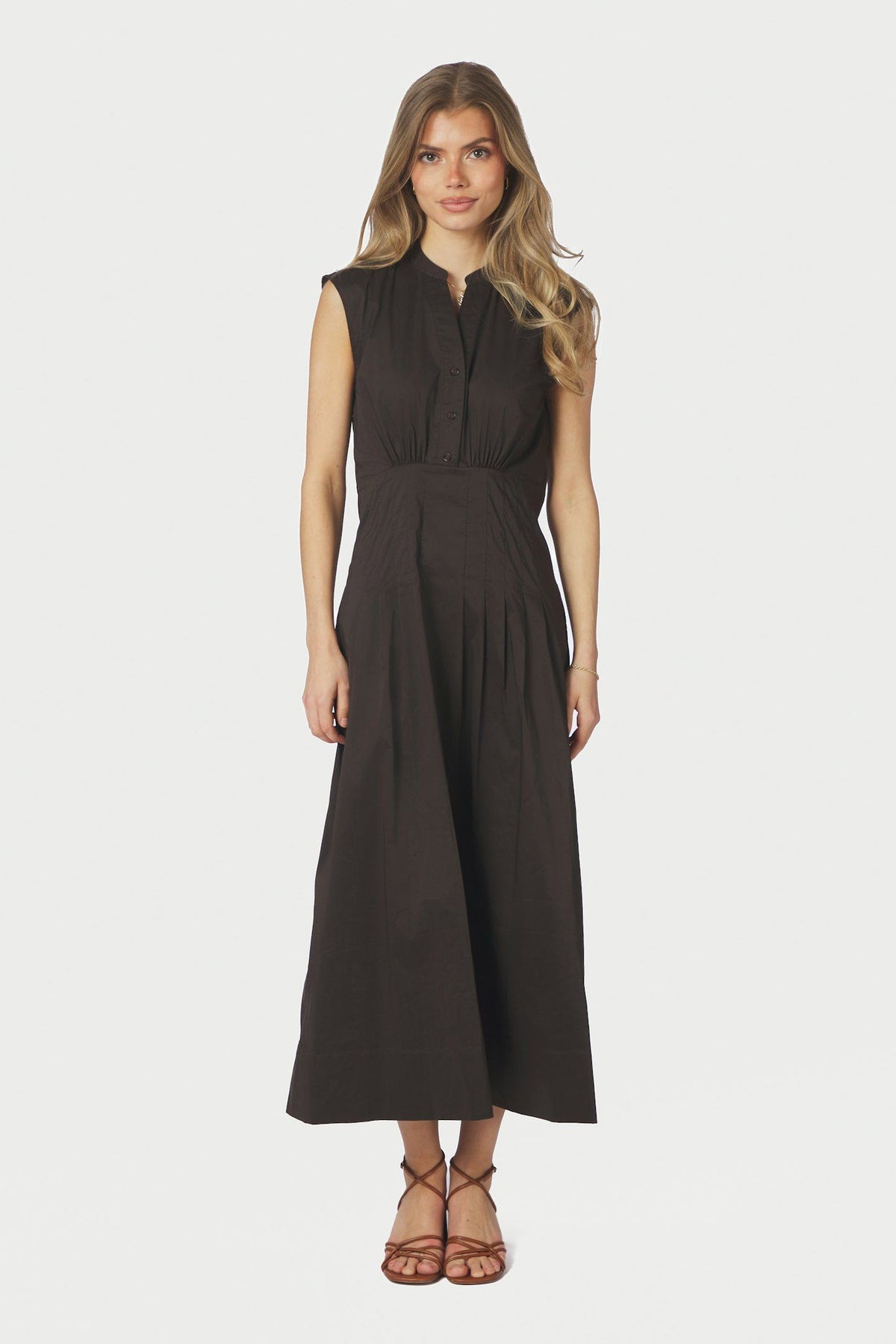 Irena Poplin Dress Chocolate Brown - 168329