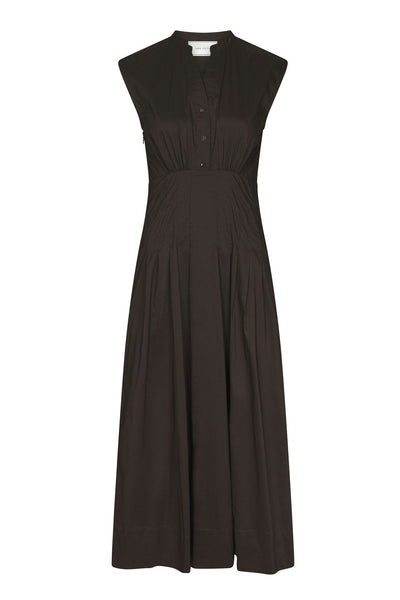 Irena Poplin Dress Chocolate Brown - 168329 Thumbnail