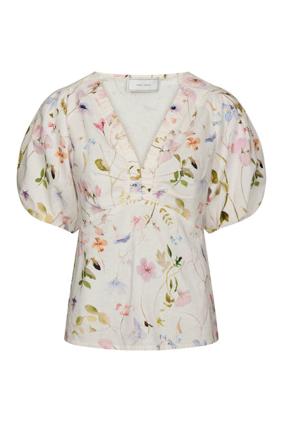 Irina Flower Blouse OFF WHITE - 169056 Thumbnail