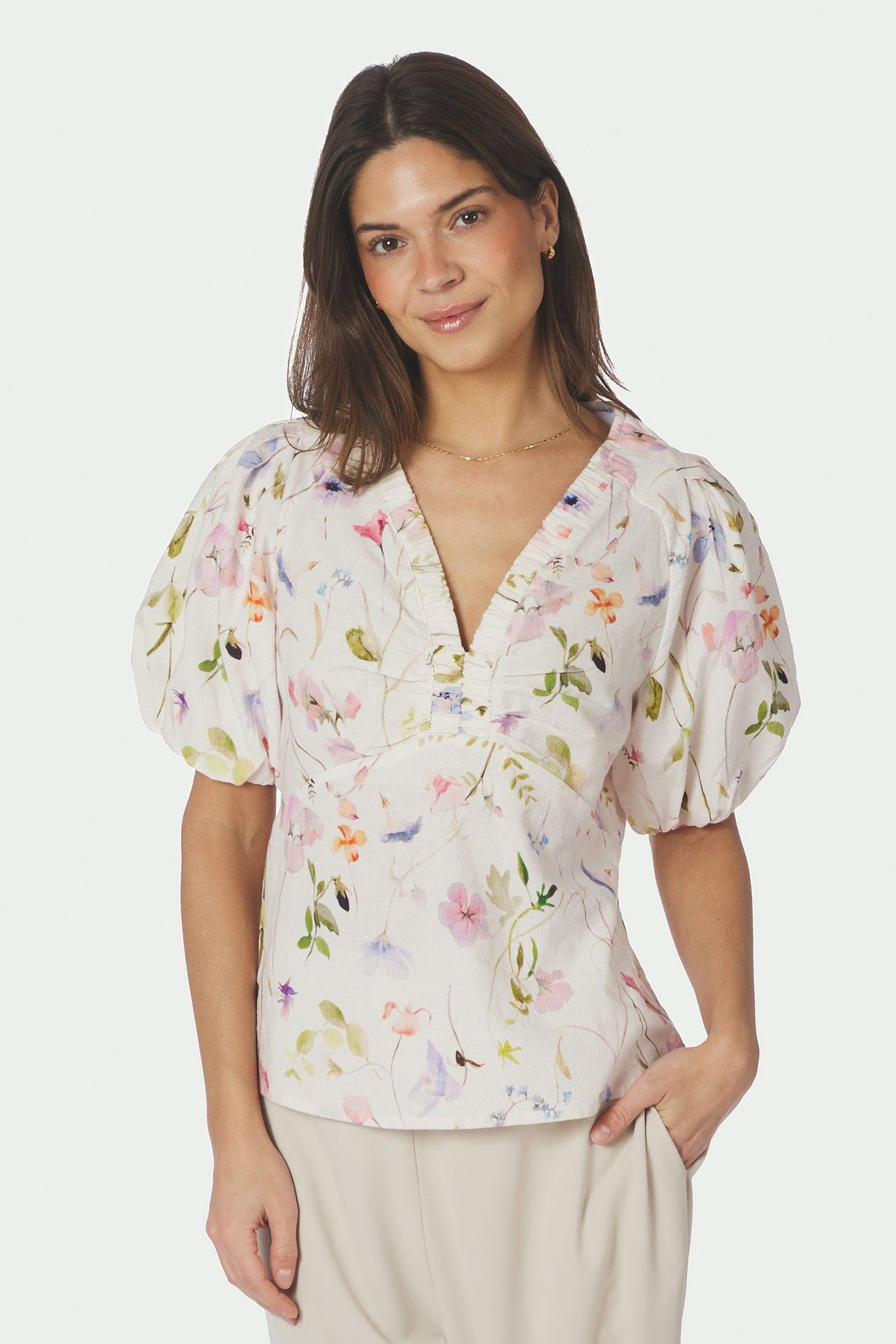 Irina Flower Blouse OFF WHITE - 169056