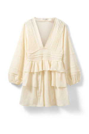 JOUVESW LACE DETAIL MIDI DRESS 0159 Cream White - S262226