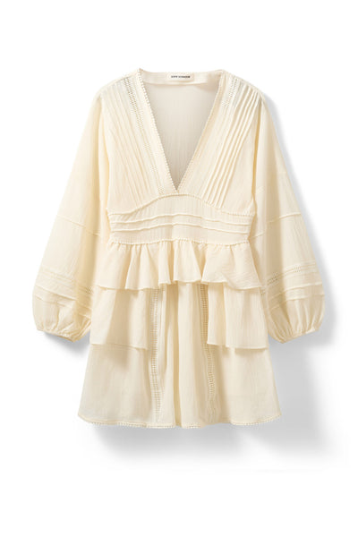 JOUVESW LACE DETAIL MIDI DRESS 0159 Cream White - S262226 Thumbnail
