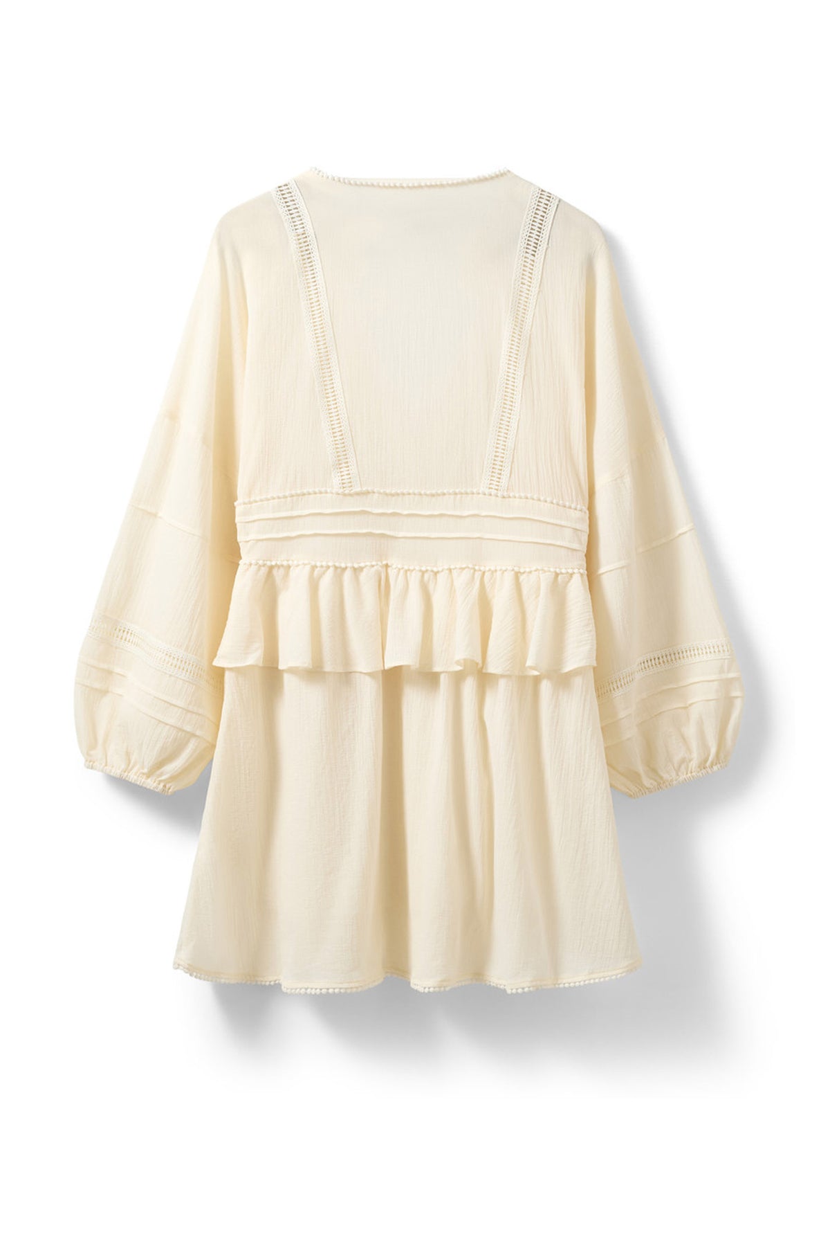 JOUVESW LACE DETAIL MIDI DRESS 0159 Cream White - S262226