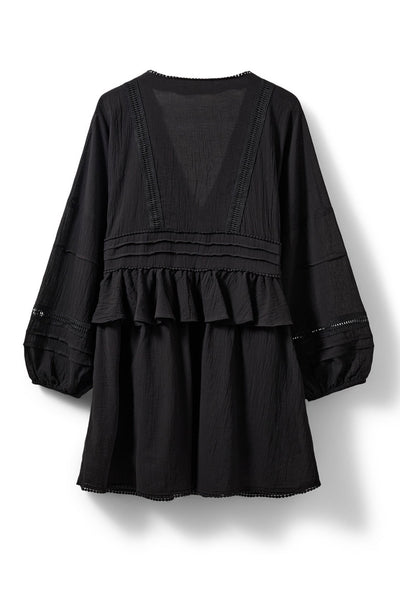 JOUVESW LACE DETAIL MIDI DRESS 1000 Black - S262226 Thumbnail