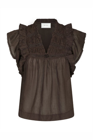 Jayla S Voile Top Dark brown - 159881