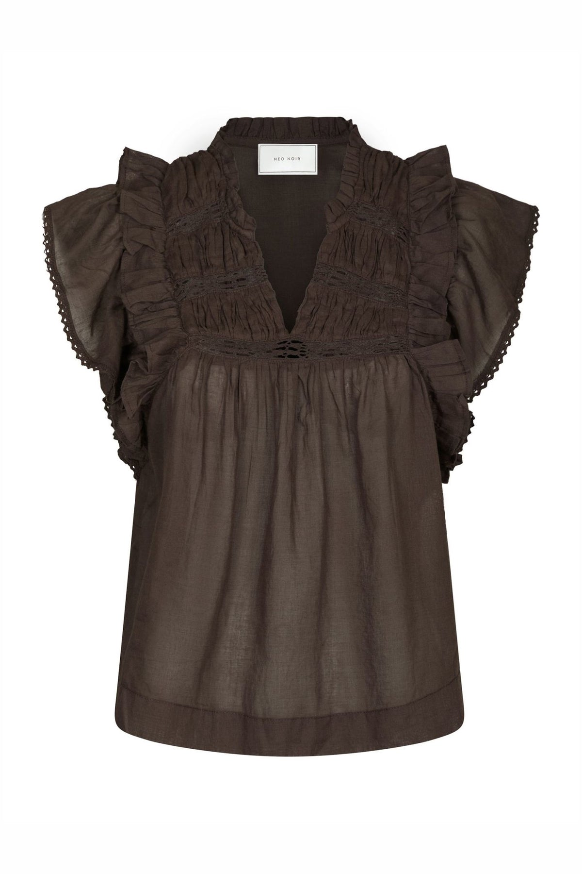 Jayla S Voile Top Dark brown - 159881