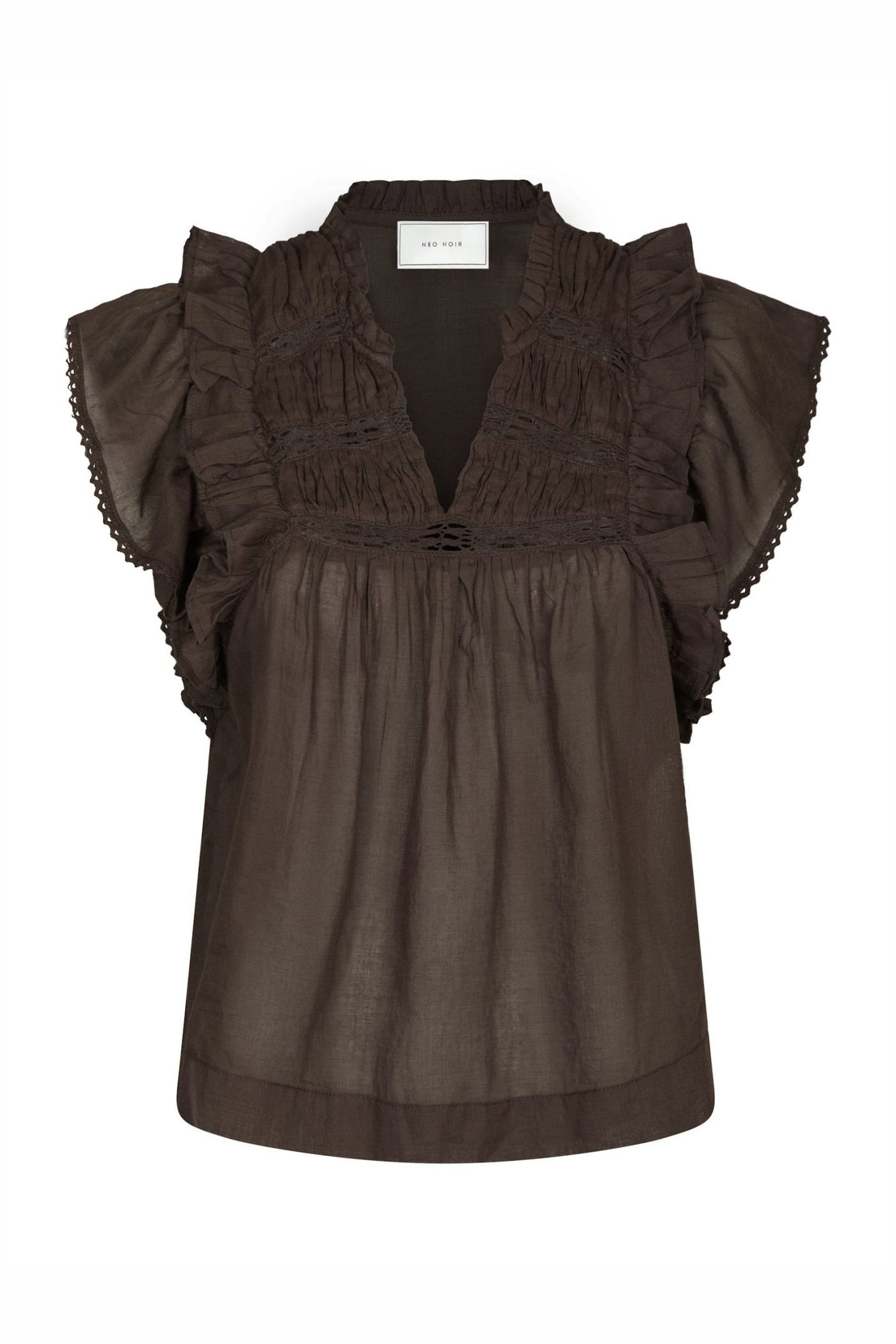 Jayla S Voile Top Dark brown - 159881