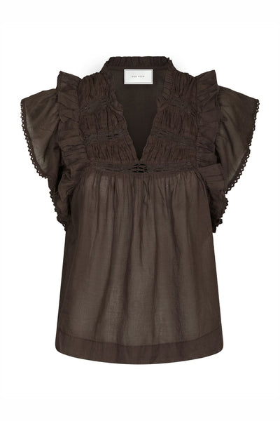 Jayla S Voile Top Dark brown - 159881 Thumbnail
