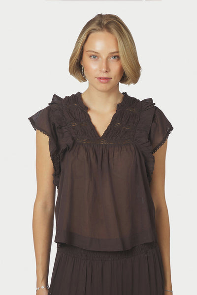Jayla S Voile Top Dark brown - 159881 Thumbnail