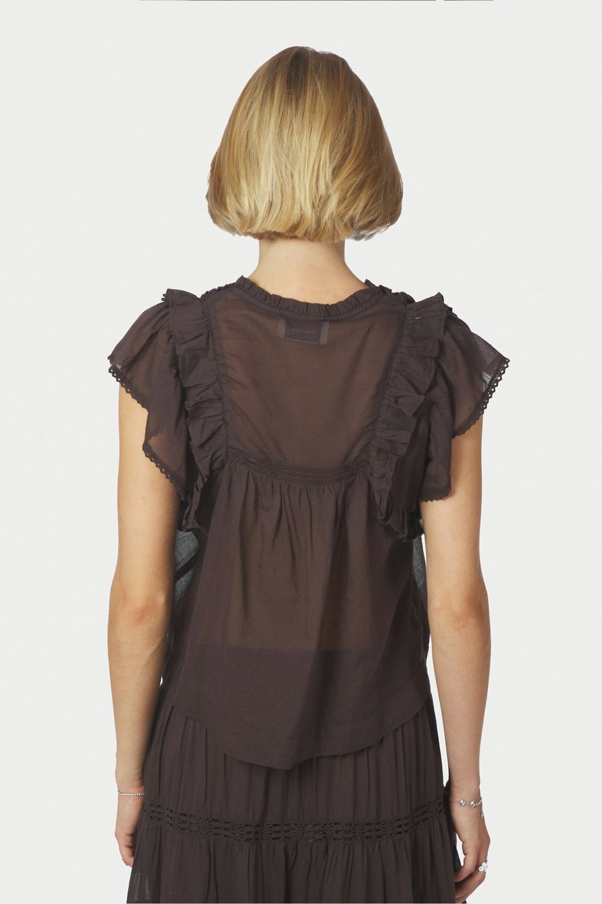 Jayla S Voile Top Dark brown - 159881