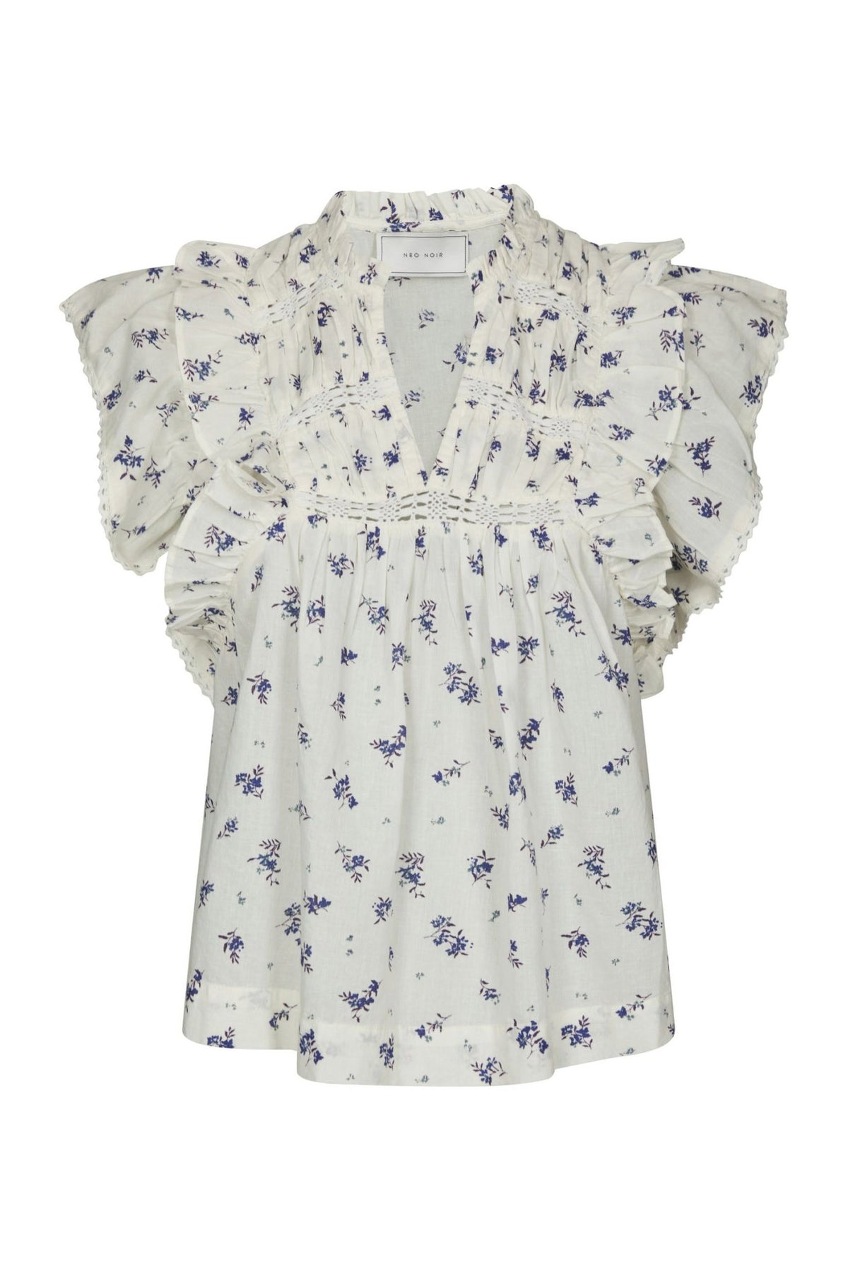 Jayla Small Blossom Top White Blue - 165648