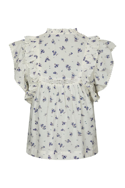 Jayla Small Blossom Top White Blue - 165648 Thumbnail