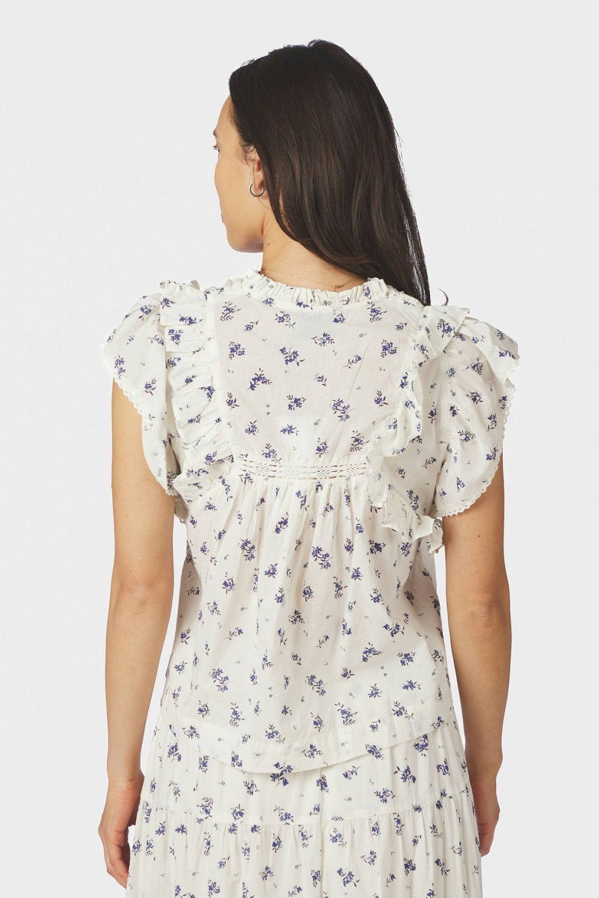 Jayla Small Blossom Top White Blue - 165648