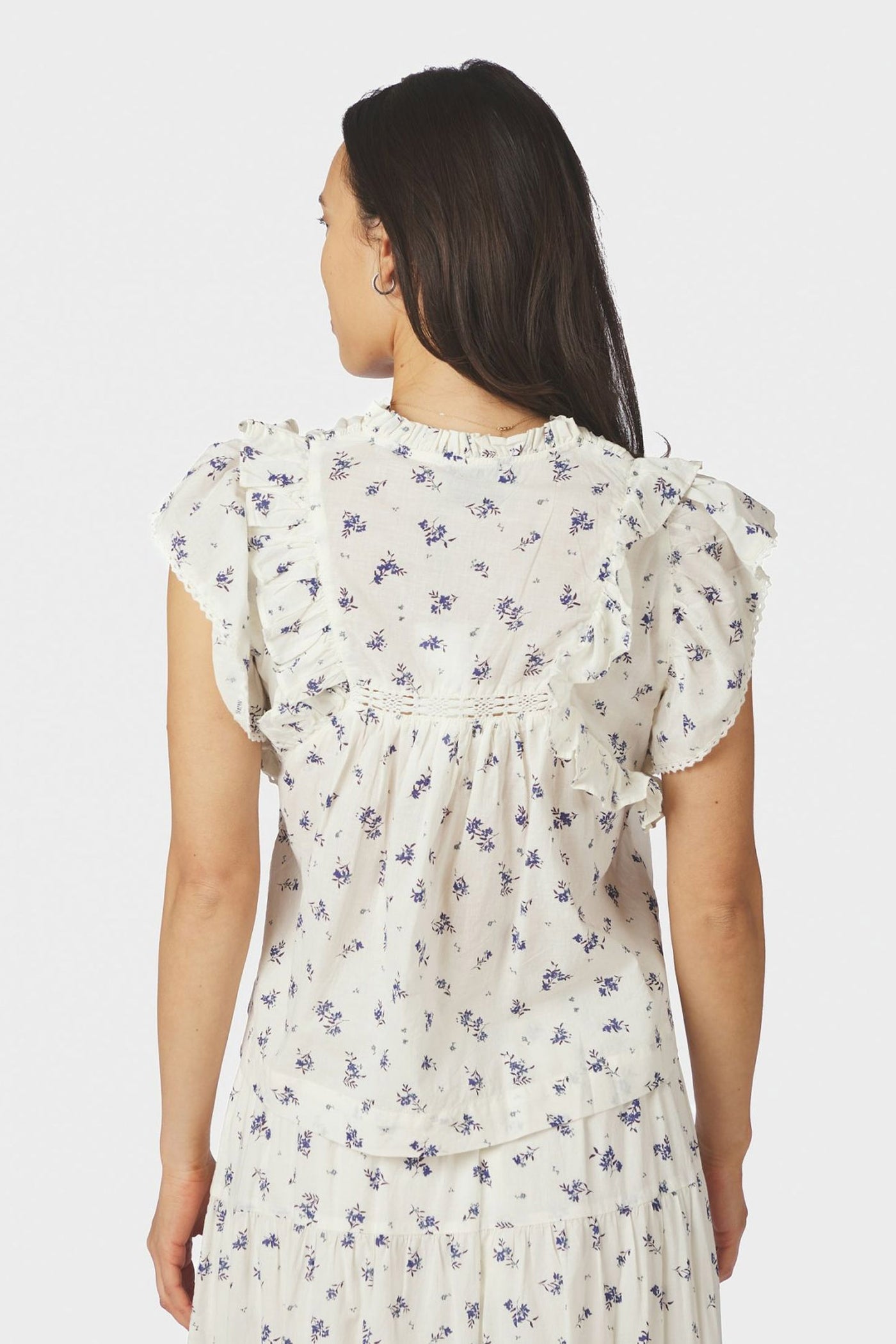 Jayla Small Blossom Top White Blue - 165648