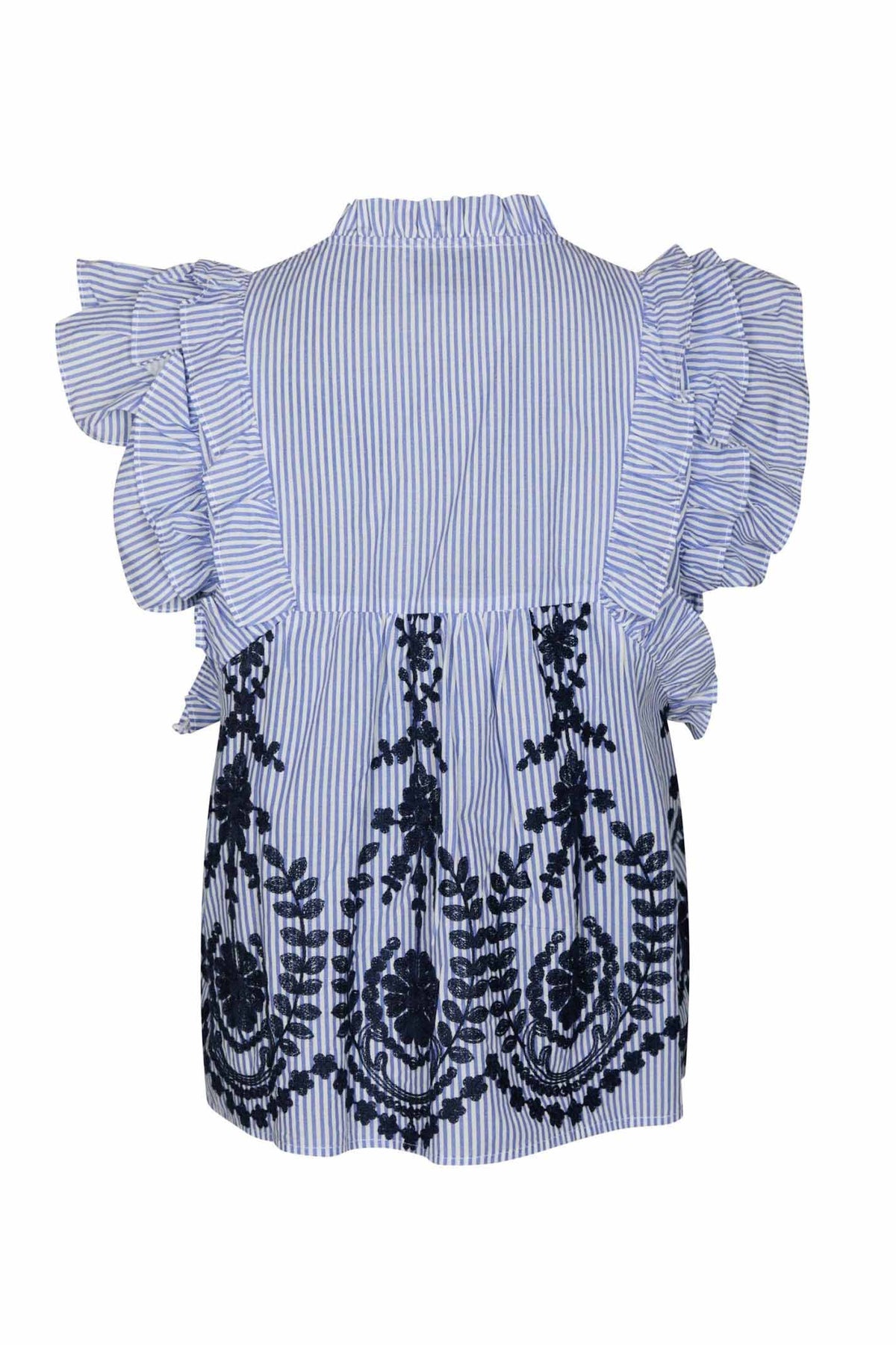 Jayla Stripe Embroidery Top Blue - 168997