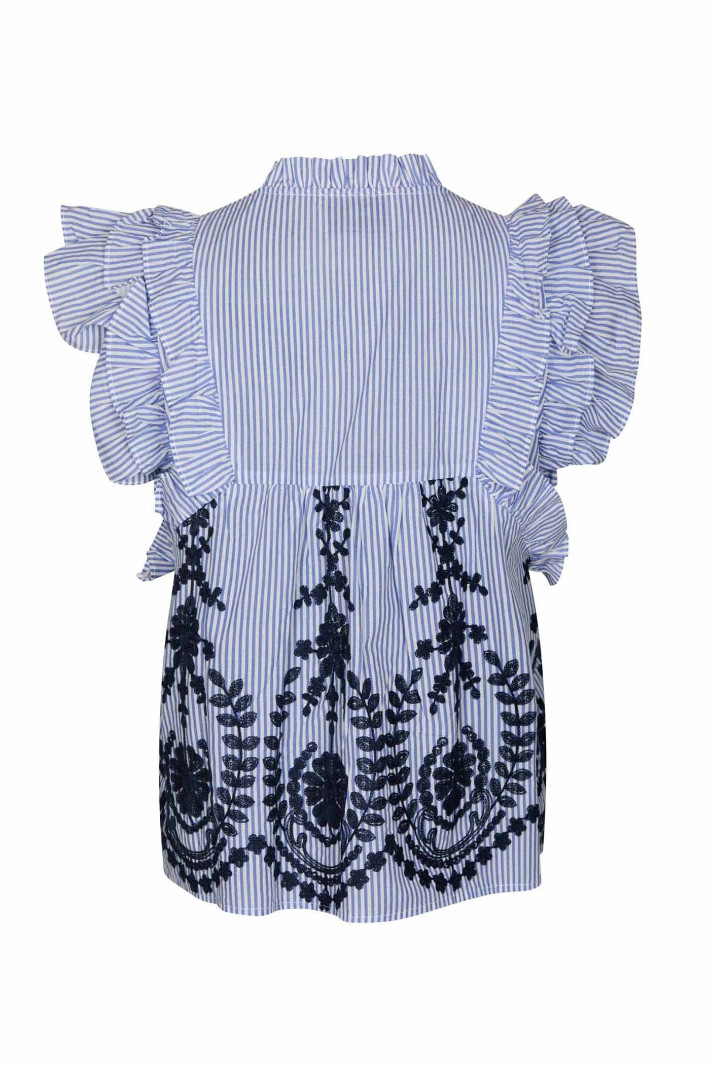 Jayla Stripe Embroidery Top Blue - 168997