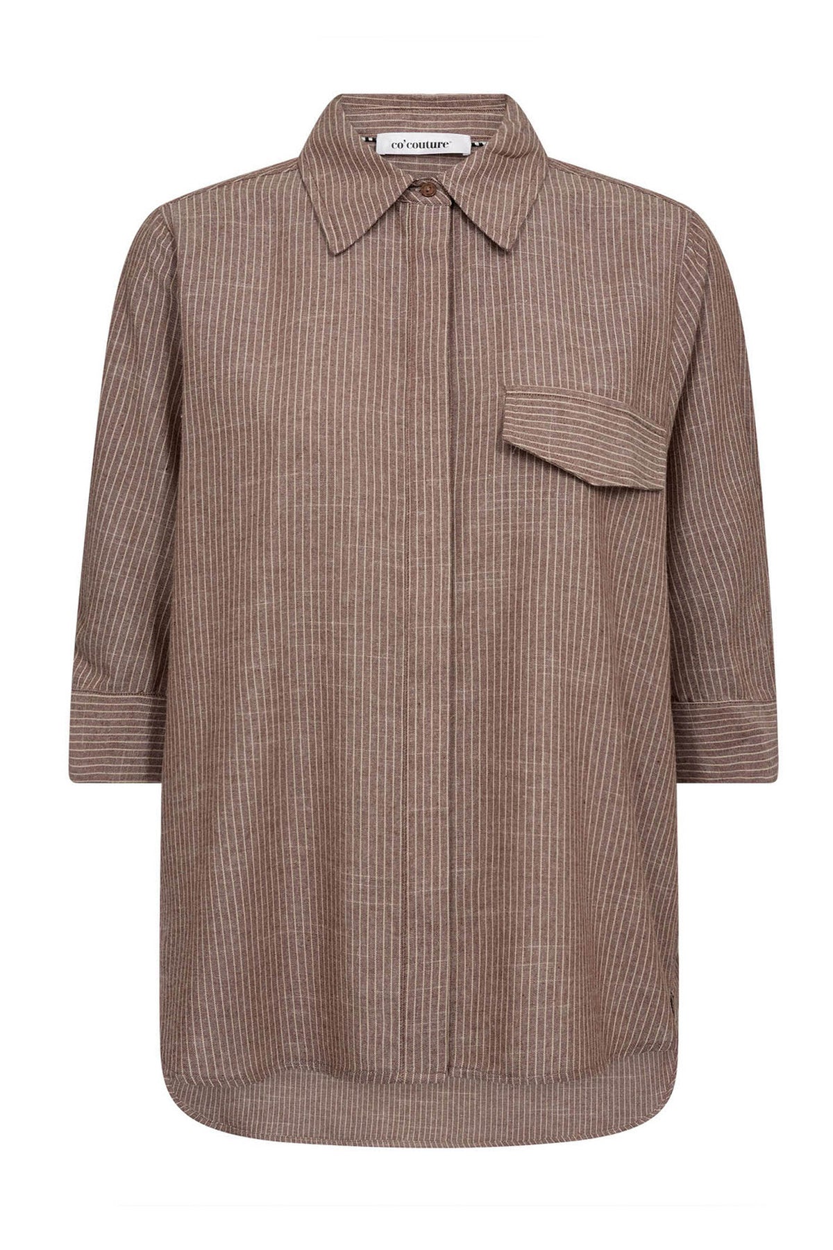 JihoCC Stripe SS Shirt 46-Brown - 45136