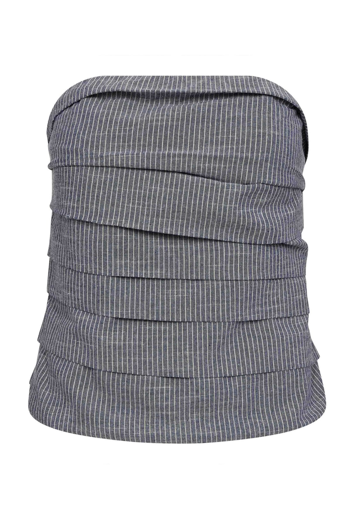JihoCC Stripe Tube Top 40007-Navy - 500594