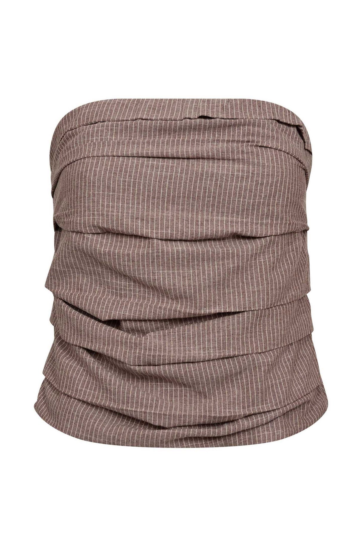JihoCC Stripe Tube Top 46-Brown - 45135